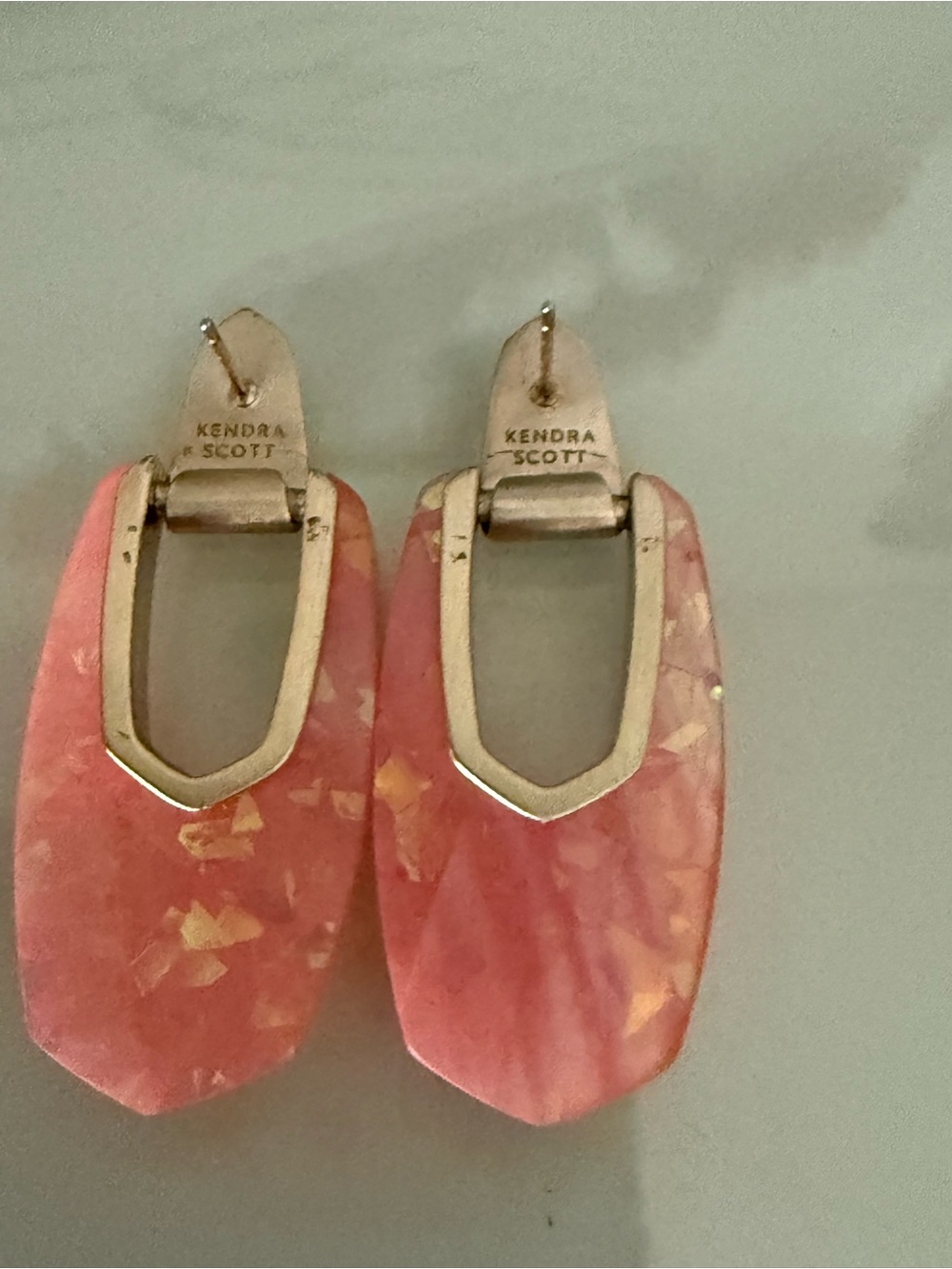 Kendra Scott Kailyn in Indescent Coral Pink Resin Drop Earrings& bonus Paxton